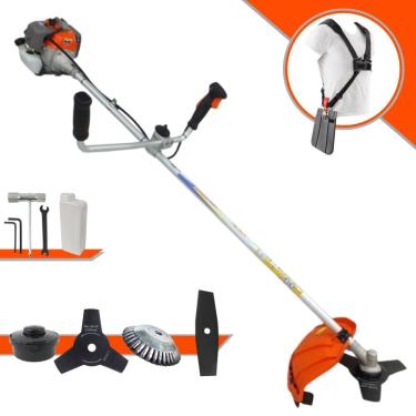Imagem de Podador de Grama Completo Vulcan VR330P À Gasolina 2T 33cc 1,2HP 4 Opções de Corte Com Faca 2 Pontas, Faca 3 Pontas, Escova de Aço e Carretel de Nylon