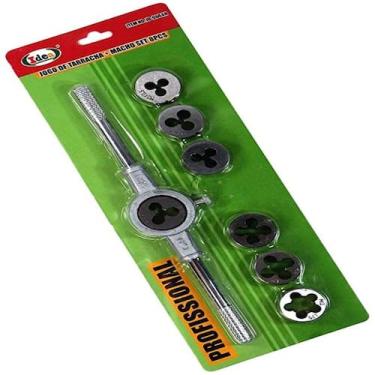 Imagem de Jogo de tarraxa chave macho com 8 pecas cossinetes para roscas profiss