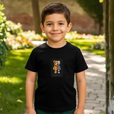 Imagem de Camiseta Infantil Estampada Criativa Algodão Leve Preto e Branco Para 