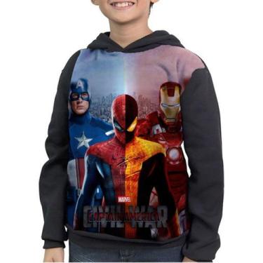 Imagem de Casaco Moletom Infantil Marvel Civil War Guerra Civil - smoke, Preto, 