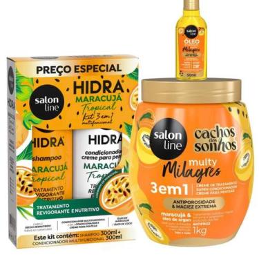 Imagem de Kit Maracujá Shampoo + Condicionador 300ml Hidra + Óleo 50ml + Creme 3