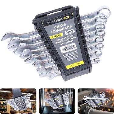 Imagem de Jogo Chave Combinada 6 - 17 mm 8 Peças CR-V Tradestar
