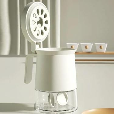 Imagem de Açucareiro de Vidro com Tampa e Colher, 350 ml, Recipiente Moderno para Cozinha, Organização de Especiarias, Organização de Cozinha, Casa Nova, Presente (branco)