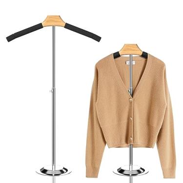 Imagem de Expositor de camiseta ajustável adulto para fornecedores, suporte de ombro flexível de 45 a 79 cm, expositor de roupas de metal preto pendurado portátil, suporte para cabide para roupas, roupas, casacos, varejo