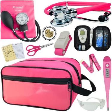 Imagem de Kit Enfermagem Aparelho de Pressão Estetoscópio Medidor Glicose Incote