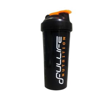 Imagem de COQUETELEIRA FULLIFE NUTRITION 600ml  PRETA COM TAMPA LARANJA