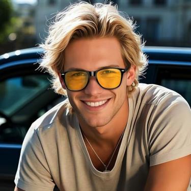 Imagem de Óculos de sol polarizados femininos masculinos unissex quadrados óculos de sol moda sunnies condução pesca SY6004, Armação preta | Lente amarela, Normal