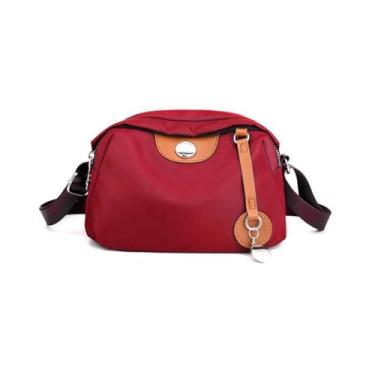 Imagem de Bolsas transversais para mulheres, bolsas transversais de nylon para mulheres, bolsa de ombro com alça ajustável, Vermelho