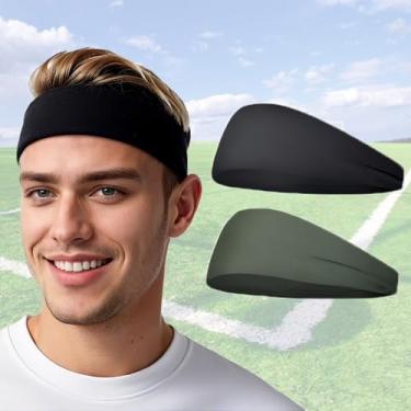 Imagem de Bandanas masculinas pretas verde-escuras elásticas para futebol, ciclismo, basquete, ioga, fitness, treino, unissex, secagem rápida