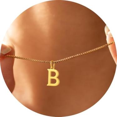 Imagem de Colar com pingente de inicial personalizada A-Z, joia minimalista de aço inoxidável para mulheres, pingente de alfabeto personalizado, F, Aço inoxidável, Sem Pedra Preciosa