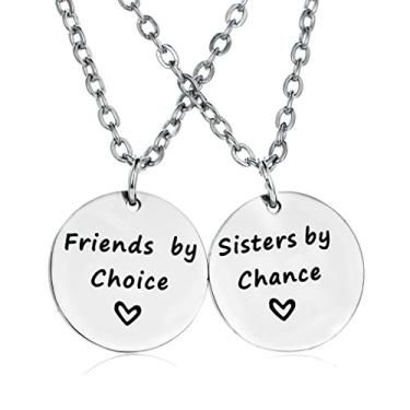 Imagem de Colar Best Friends para 2 peças, conjunto de colar com pingente de coração, presentes de amizade para Bestie Sister, One Size, Aço inoxidável, Sem Pedra Preciosa
