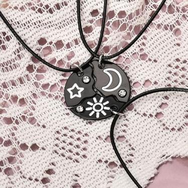 Imagem de Colar de quebra-cabeça Best Friend Friendship para 3 irmãs, presente de aniversário, Big Middle Little Sister para 3 4 amigas, Small, Metal, Sem Pedra Preciosa