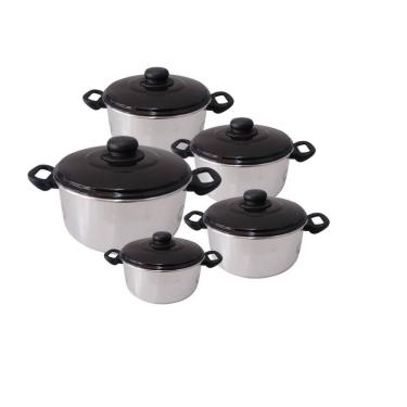 Imagem de Jogo De Panelas Alumínio Caçarola Tampas Preta 5 Peças