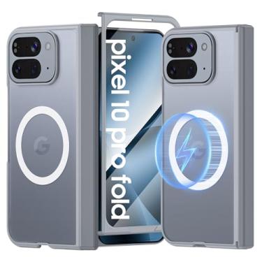 Imagem de oupeigar Capa magnética dobrável para Google Pixel 10 Pro [proteção de dobradiça][película HD][Fosco translúcido] Capa de telefone fina e suave ao toque à prova de choque para Pixel 10 Pro Fold