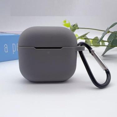 Imagem de Capa protetora de silicone macio à prova de choque compatível com AirPods 4 cinza