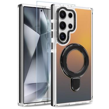 Imagem de MOWIME Capa magnética para Samsung Galaxy S24 Ultra com suporte [compatível com Magsafe] [lindo design fluorescente] [1 protetor de tela] capa fosca translúcida fina para Galaxy S24 Ultra 6,8