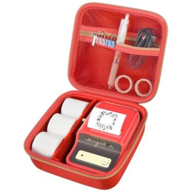 Imagem de ALKOO Capa Compatível Com Impressora Térmica Sem Fio Niimbot B21/B1, Suporte Para Fitas De Etiquetagem E Tinta, Acessórios Cabos Bolso Malha (Vermelho)