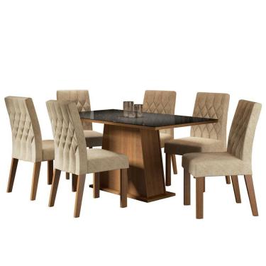 Imagem de Conjunto Sala de Jantar Rafaela com 6 Cadeiras Madesa