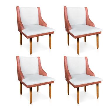 Imagem de Kit 04 Cadeiras de Jantar Lizano Nozes Com Bege A19 Castanho