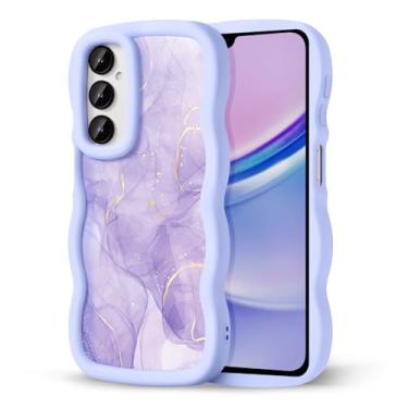 Imagem de CASBST Capa de telefone compatível com Galaxy A15 5G para mulheres e meninas, moldura ondulada encaracolada com estampa fofa, capa de telefone à prova de choque de silicone macio e estética para