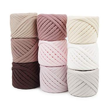 Imagem de T-Shirt Yarn Fettuccini Zpagetti Set, 9 Balls Total of 196 Yards, Tshirt Yarn Kit for Crocheting, Ribbon Cotton Yarn, Knitting Yarn Ball, T Yarn Organic, T-Yarn - Kate Set