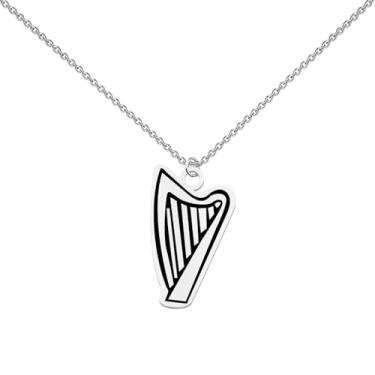 Imagem de CYTING Colar de instrumento musical presente para amantes da música, presente de harpa, colar com pingente de harpa para amantes de harpas, professores e músicos, Large, Aço inoxidável, Sem Pedra