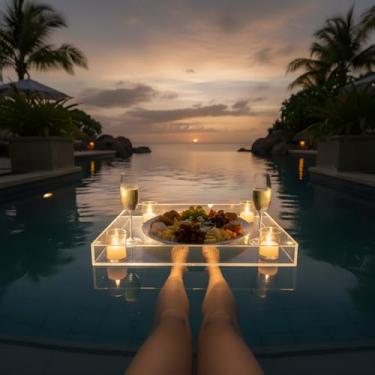 Imagem de Bandeja Acrílico Cristal Transparente Para Piscina 60 X 50 X 7 Cm Kazaa Decor