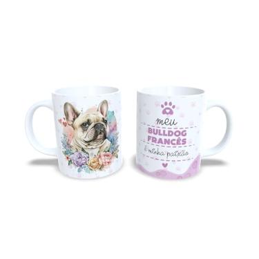 Imagem de Caneca de Cerâmica Yorkshire Terrier, Design Artístico com Flores e Corações, Branca, 325ml, Presente para Amantes de Pets (13182)