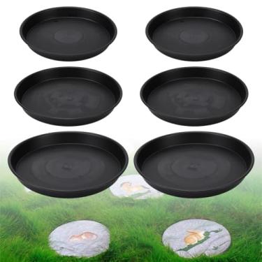 Imagem de NBEADS 6 moldes de pedra de piso, kit de moldes de concreto de plástico redondo de 26 cm, formas de pavimentação de passarela de jardim reutilizáveis, para decoração de gramado de pátio, pátio