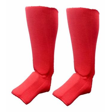 Imagem de Caneleira Elastano Kickboxing Taekwondo - Par Cor:Vermelho - Fight Bra