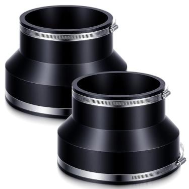 Imagem de Maasechs 2 pacotes de acoplamento de borracha flexível de 20 a 15 cm, acoplamento redutor para tubo de ferro fundido PVC aço plástico, conector de tubo com grampos de aço inoxidável