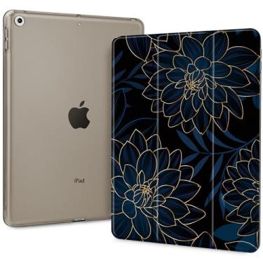Imagem de May Chen Capa compatível com iPad de 10,2 polegadas 2021/2020/2019, para iPad 9ª/8ª/7ª geração, capa de suporte fino com capa traseira rígida translúcida, despertar/hibernar automaticamente, dália