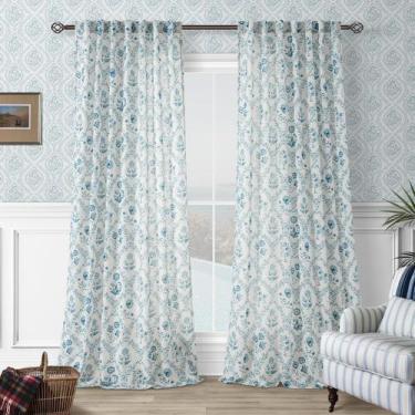 Imagem de Cortinas TWOPANELS Blue Floral Linen 260x260cm Filtro de luz