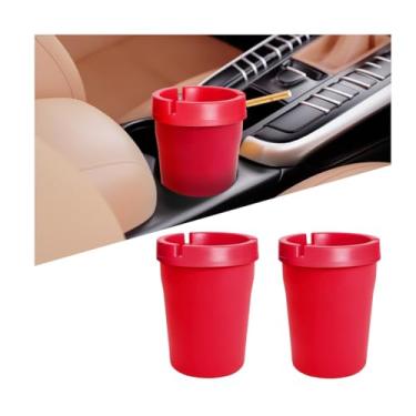 Imagem de Mandark Cinzeiro de carro, 2 peças de lata de lixo autoextinguível para veículos sem fumaça, organizador portátil à prova de cheiro, suporte de cinzas automotivo, universal para caminhões, home office
