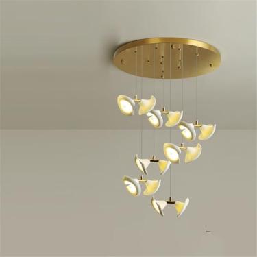 Imagem de Luminária pendente LED contemporânea para duplex, ideal para sala de estar, restaurante, quarto, villa, hotel, com design giratório e design criativo (CB 7 lâmpadas)