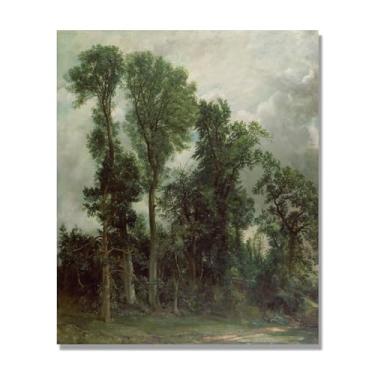 Imagem de NHLDZYH Arte de parede John Constable, (Trees at Hampstead), pôster de pinturas famosas, decoração de parede com impressão de imagem retrô romantismo. Somente tela 60 x 72 cm - 23,6 x 28,3 pol