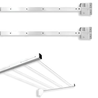 Imagem de Varal de Parede Dobrável em Metalon, Branco, 60cm de Comprimento, Suporta 37kg, com Parafusos e Buchas, Acabamento em Pintura Eletrostática