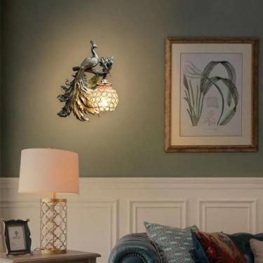 Imagem de Luminária de parede Pavão Criativa Europeia, Arte Contemporânea, Sala de Estar, Quarto, Escritório, Quarto Infantil, Hotel, Villa, Corredor, Luz Decorativa LED (FA Esquerda)