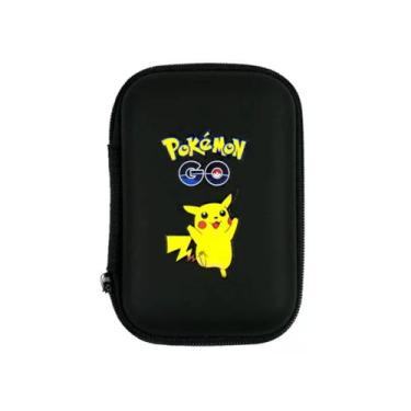 Imagem de Estojo com Ziper Porta Cards Cartas Pokemon GO Pikachu Portátil Preto 