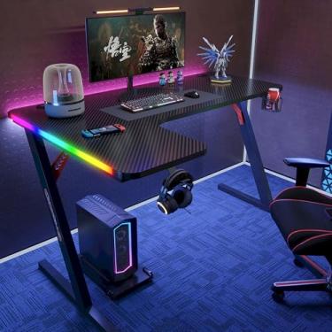 Imagem de Mesa Gamer Escrivaninha Iluminação rgb Gamer Para Jogos Escrivaninha Delta Aitek Formato Em L