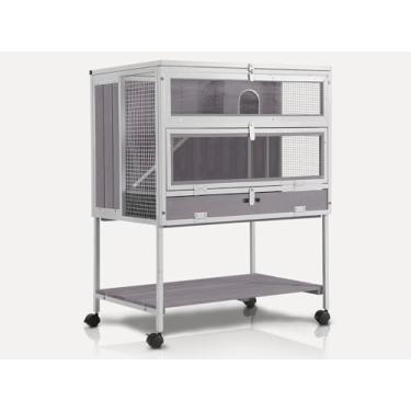 Imagem de MEDEHOO Gaiola de porquinho-da-índia, gaiola móvel de metal para hamster antimastigação com borda de liga de alumínio, esconderijos, rampas, brinquedo de mastigar, bandeja à prova de vazamento para