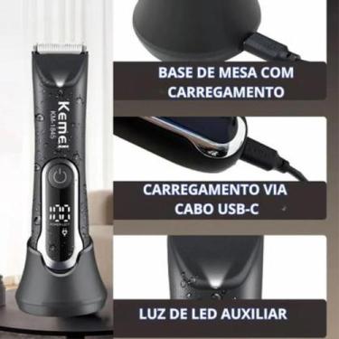Imagem de Aparador Pelos do Corpo Unissex Barbeador Prova D'agua Sem Fio USB - K