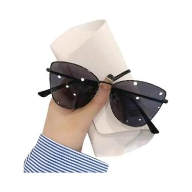 Imagem de Óculos de Sol Retrô Feminino Estilo Gatinho - Metal, UV400, Moda Europ