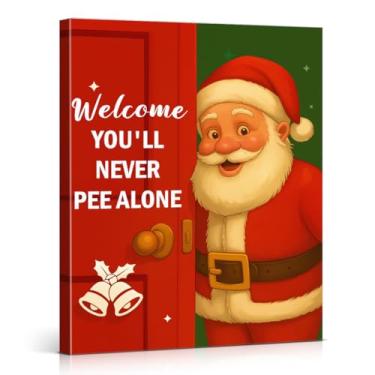 Imagem de Engraçado Papai Noel decoração de parede de banheiro bonito Papai Noel imagem Natal banheiro decoração de parede para banheiro tela emoldurada 20x25 - Bem-vindo