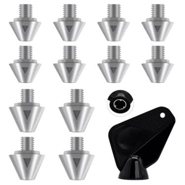 Imagem de Mengudig Chuteiras de futebol, 12 peças de grampos rosqueados de alumínio para terreno macio, com chave hexagonal, compatível com botas de futebol Adidas e M6 Thread, Prata, 8 Women/11 Men