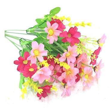 Imagem de Flores artificiais Buquê de flores artificiais com margaridas gerbera, para decoração jardim doméstico, arcos casamento, parede, buquê noiva(B)