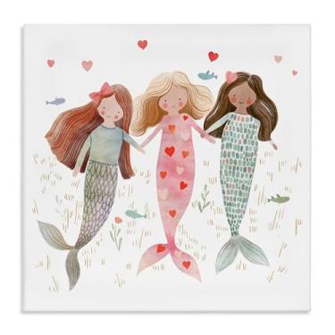Imagem de Stupell Industries Arte de parede em tela Trio of Mermaids Friendship, design de Leah Straatsma, 91 x 91 cm