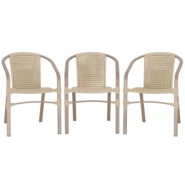 Imagem de 03 Cadeiras Floripa Alumínio Pintura Fendi Trama Original Rami