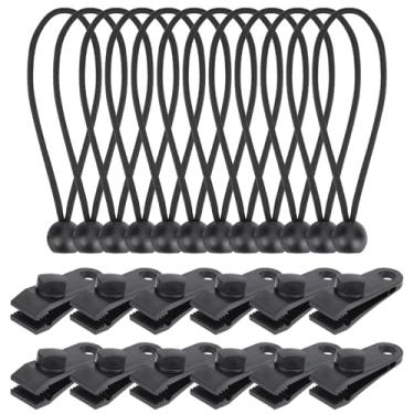 Imagem de Homakover 12 peças de clipes de lona para serviço pesado, clipes de barraca, prendedores de lona, grampos de toldo com 12 cabos elásticos para lonas, capas de carro, lona e capas de piscina