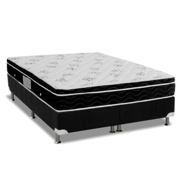 Imagem de Cama Box Queen: Colchão Molas Bonnel Ortobom Nanolastic Physical Spring + Base Black(158X198)